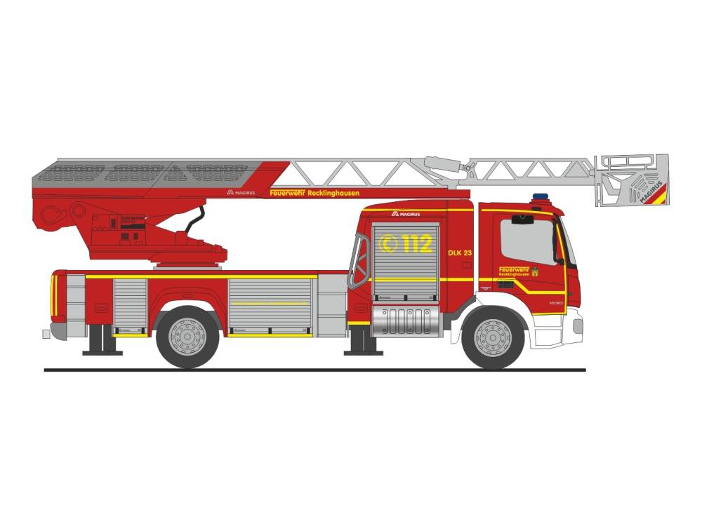 Rietze H0 (1:87) 71640 - Magirus DLK Atego ́19 FW Recklinghausen, 1:87 | Modellbahn | Modelleisenbahn
