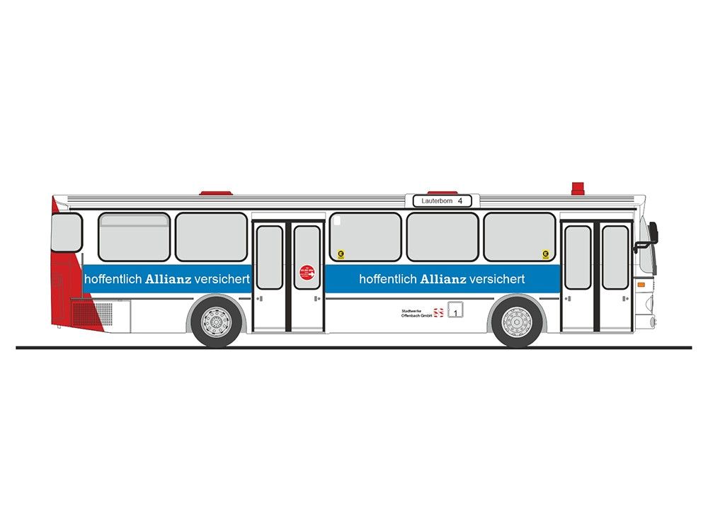 Rietze H0 (1:87) 74323 - Mercedes-Benz O 305 Stadtwerke Offenbach/Main - Allianz, 1:87 | Modellbahn | Modelleisenbahn