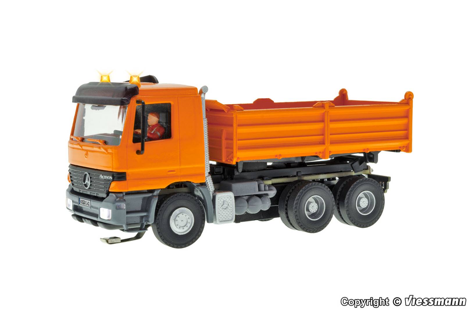 Viessmann H0 (1:87) 8041 - H0 MB ACTROS 3-achs Muldenkipper mit Rundum- leuchten, kommunalorange, Basis, Funktionsmodell | Modellbahn |