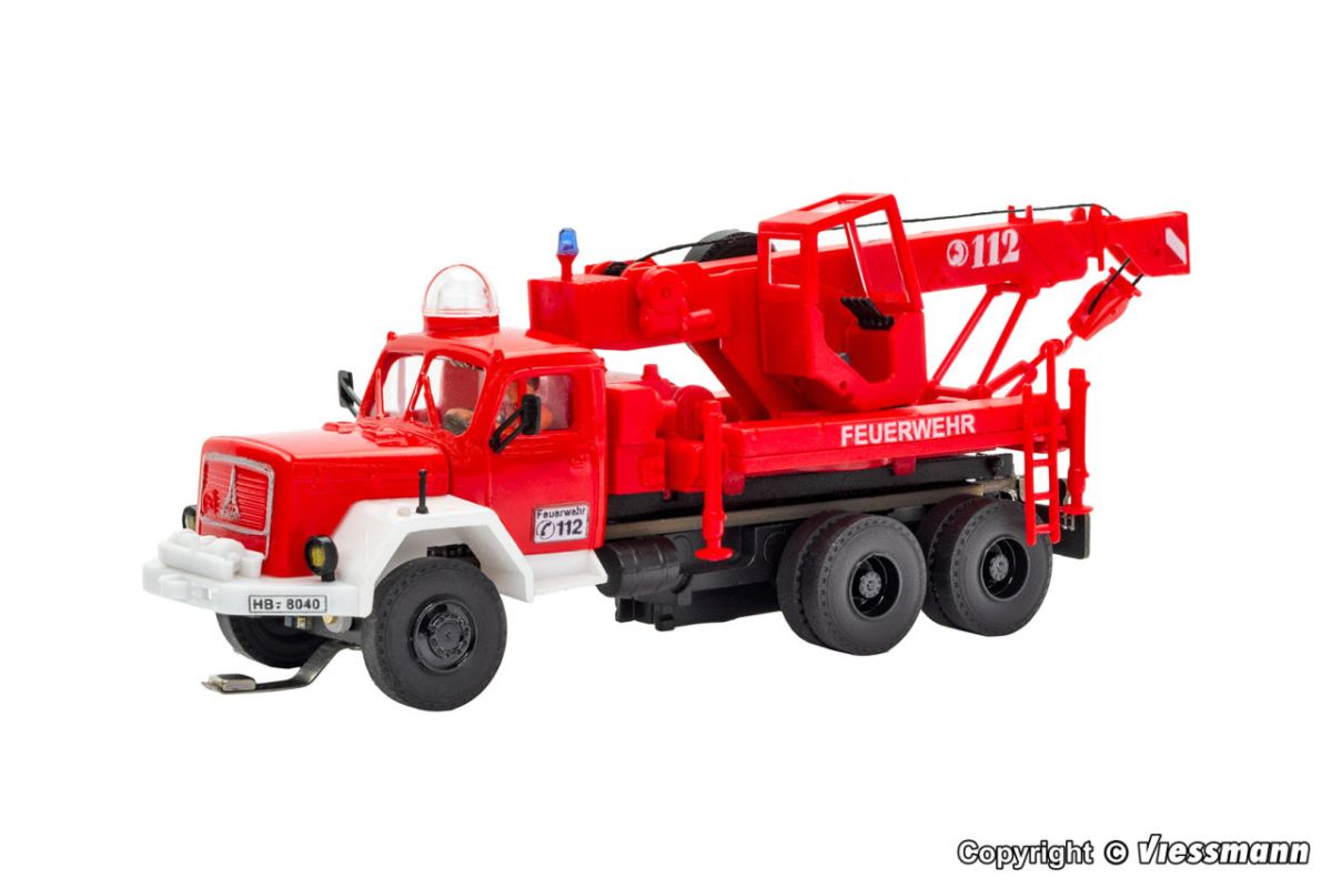 Viessmann H0 (1:87) 8051 - H0 Feuerwehr MAGIRUS DEUTZ 3-achs Bergekran, Basis, Funktionsmodell | Modellbahn | Modelleisenbahn