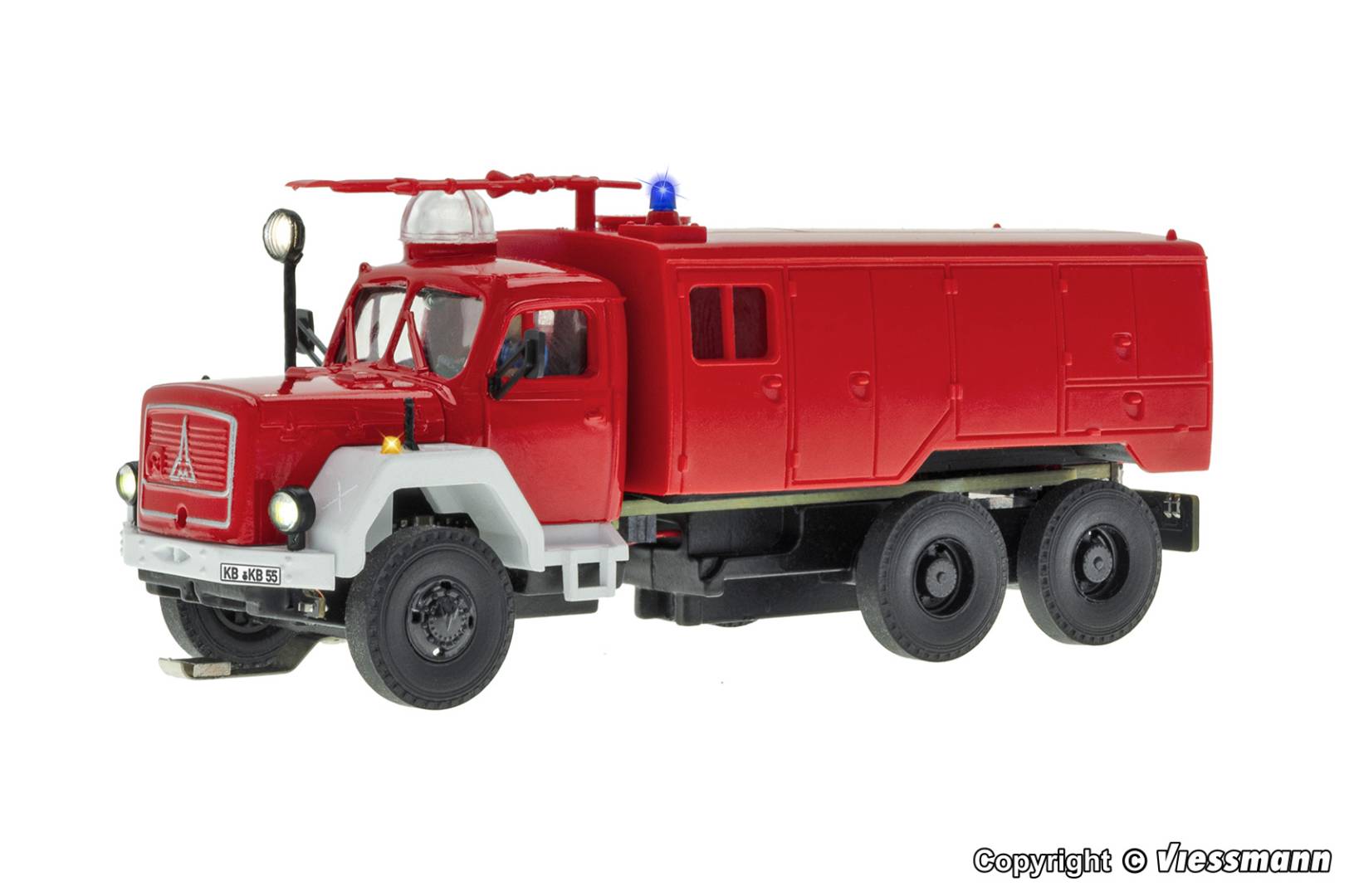 Viessmann H0 (1:87) 8055 - H0 Feuerwehr MAGIRUS JUPITER FlKfz 3800/400 3-achs mit Rundumleuchte, Basis, Funktionsmodell | Modellbahn | Modelleisenbahn