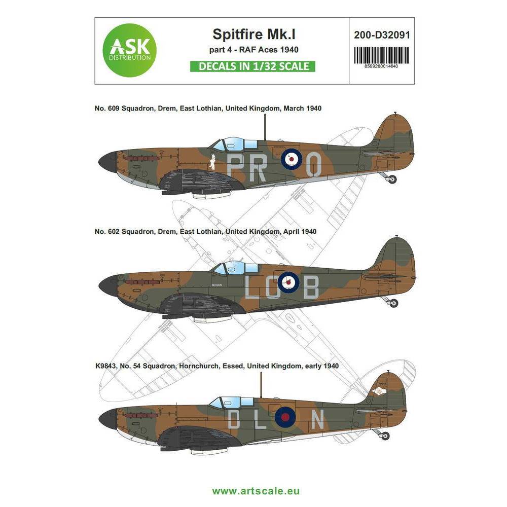 Art Scale Kit 200-D32091 - Spitfire Mk.I early part 4 - RAF Aces 1940 | Modellbau