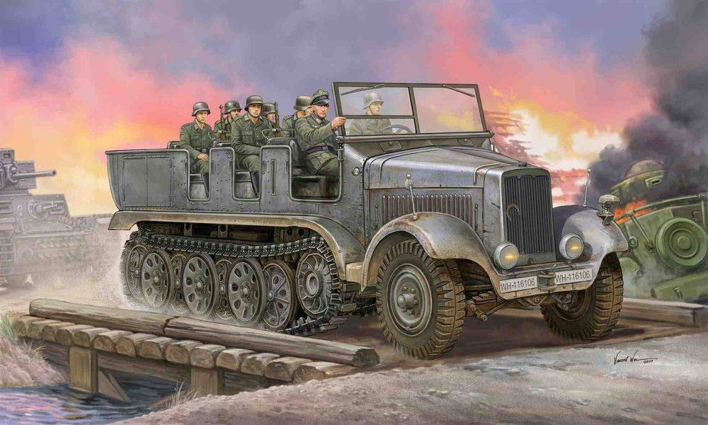 Trumpeter 5531 - 01:35 German Sd,Kfz,6 Halbkettenzugm, Artill, | Modellbau