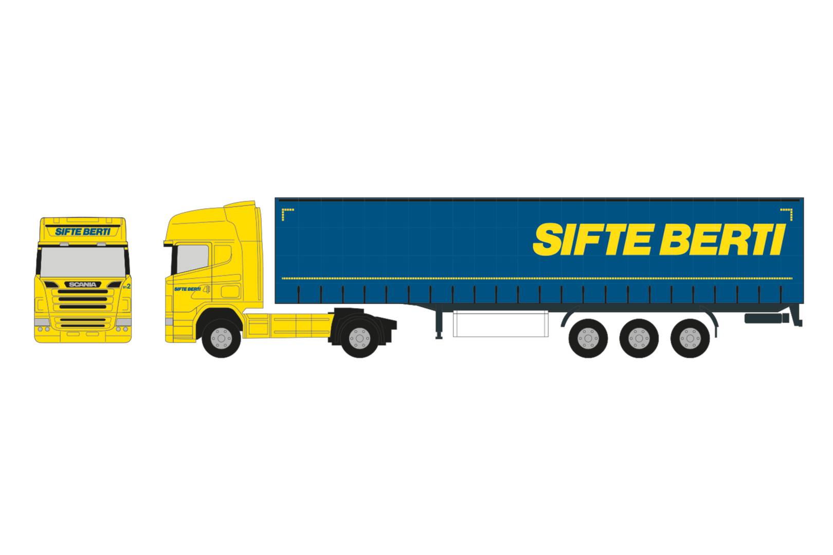 Herpa N 961721 - Scania R 04 Topline Gardinenplanen-Sattelzug "Sifte Berti" SpurN | Modellbahn | Modelleisenbahn