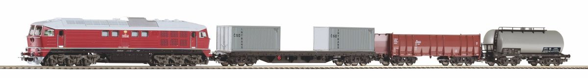 Piko H0 (1:87) 97935 - Start-Set mit Bettung BR 130 CSD + 3 Güterwagen | Modellbahn | Modelleisenbahn