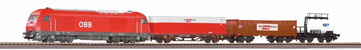 Piko H0 (1:87) 97948 - Start-Set mit Bettung Herkules ÖBB mit 3 Güterwagen | Modellbahn | Modelleisenbahn