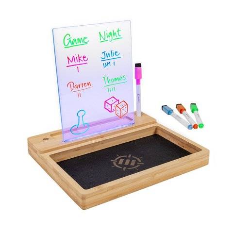 ENHANCE Gaming ENTTABL100CLEW - ENHANCE LED Writing Score Board & Dice Tray for Table Games - Dice Rolling Tray | Tabletop