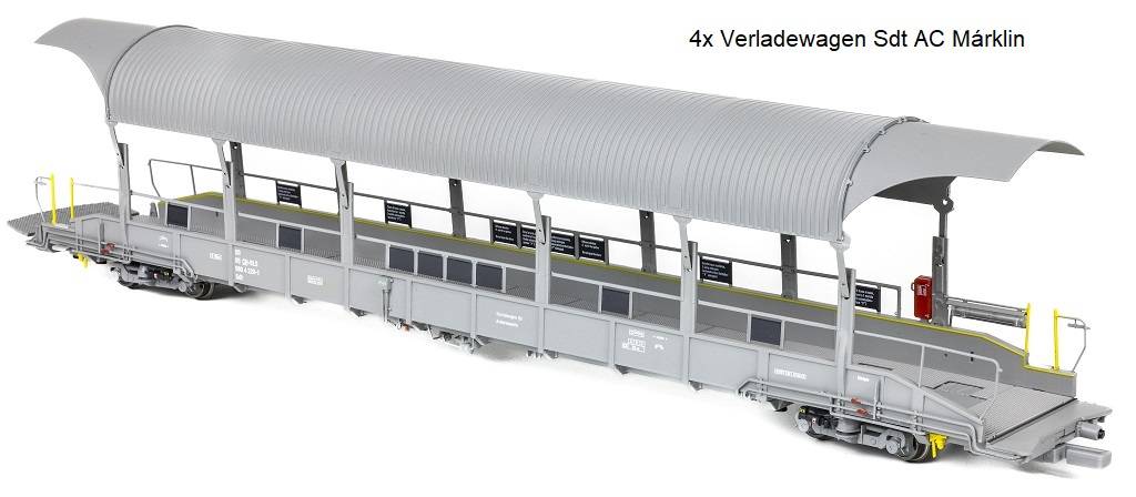 Exact-Train H0 (1:87) EX26002 - 4-er AC Verladewagenset 2 BLS Autoverladezug 1 Talbot (4x Verladewagen Sdt) (exklusiv für KML und Niederlande) |