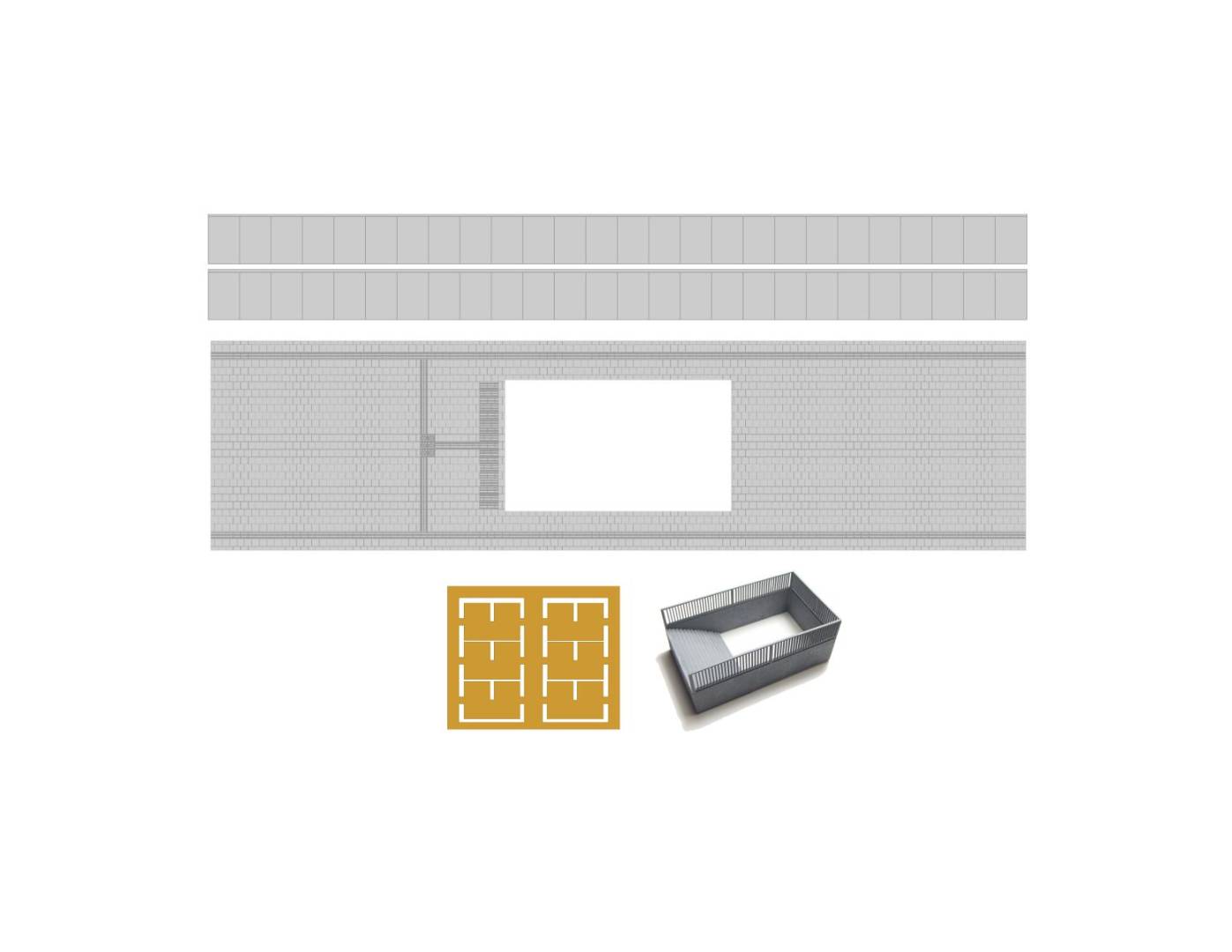 Modusteck H0 (1:87) H0890006.2 - 75,2mm Bahnsteig Set 6 Abgang+LS 292 x 31 x 75,2 mm | Modellbahn | Modelleisenbahn