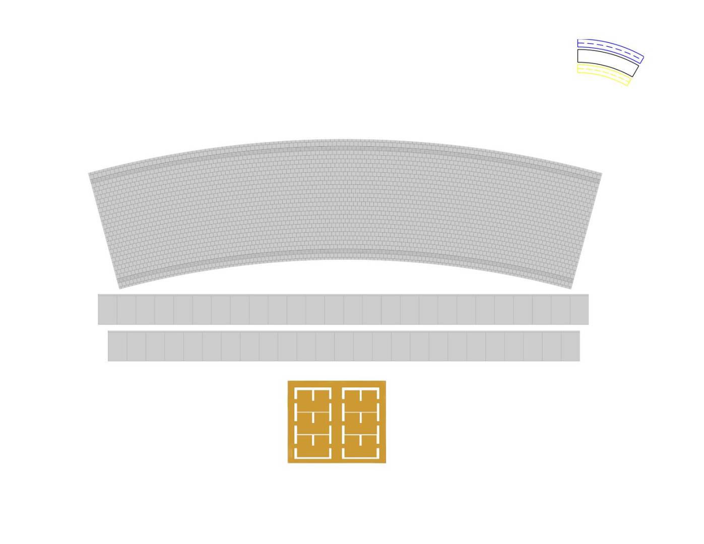 Modusteck H0 (1:87) H0890019.2 - 75,2mm Kurvenbahnsteig Set 9 R3 u. R5 15° für C-Gleisradius | Modellbahn | Modelleisenbahn