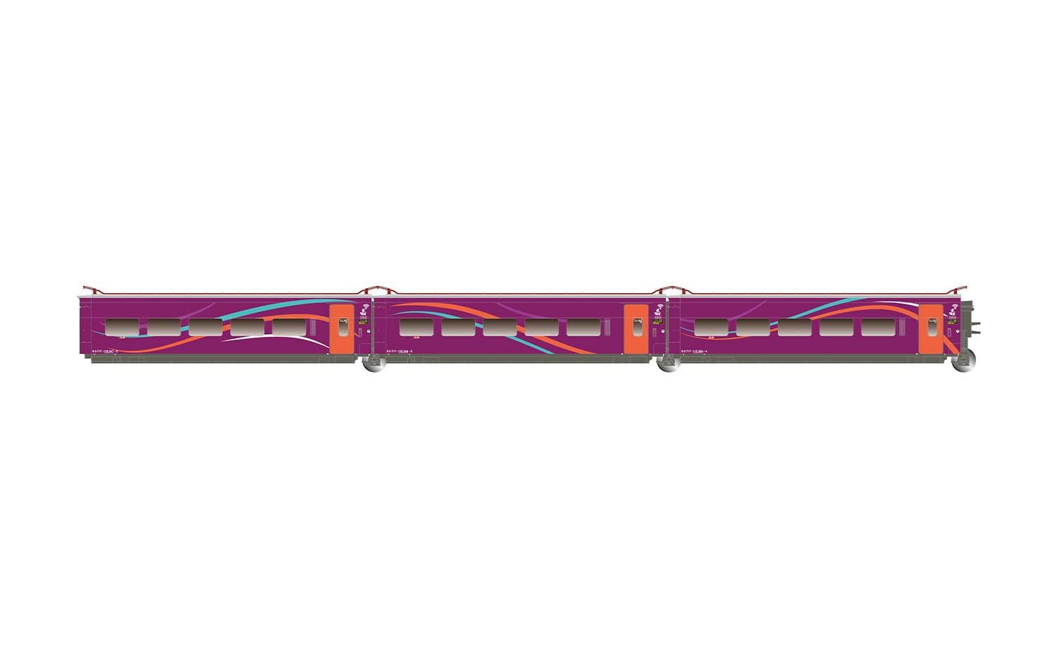 Electrotren H0 (1:87) HE3001 - RENFE, 3-tlg. Ergänzungsset des Hochgeschwindigkeitszugs „AVLO“, Nr. 1/3, violette Farbgebung, Ep. VI | Modellbahn |