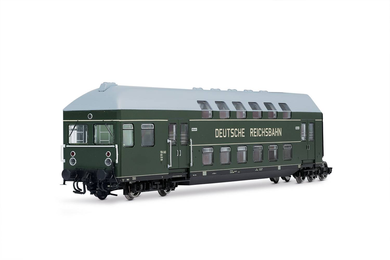 Arnold TT HN9523 - DR, 4-tlg. Doppelstockeinheit mit Steuerabteil, in grüner Farbgebung mit grauem Dach, Ep. III | Modellbahn | Modelleisenbahn