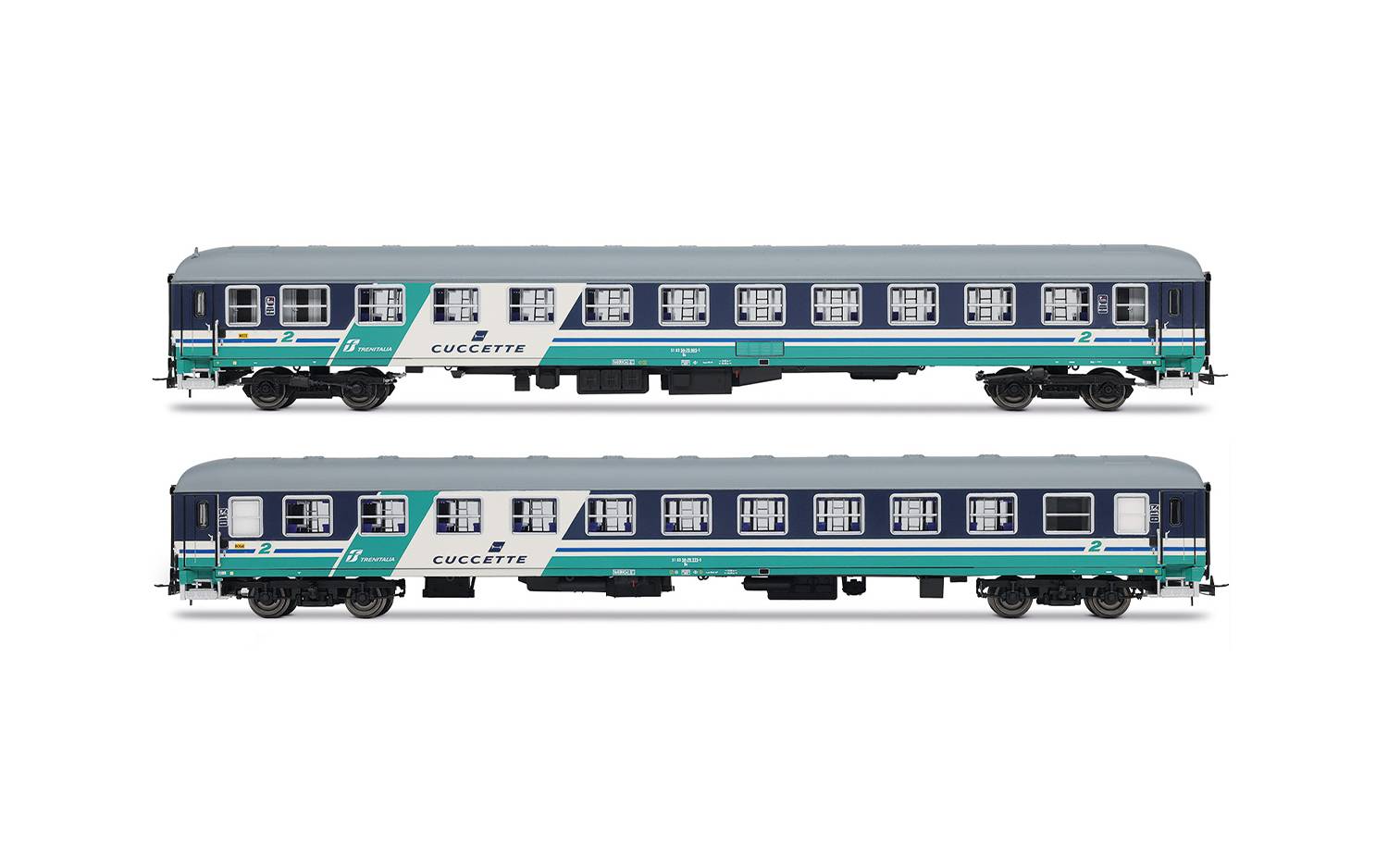 Rivarossi H0 (1:87) HR4376 - FS, 2-tlg. Set Liegewagen UIC-X '68, in XMPR-Farbgebung, Ep. V | Modellbahn | Modelleisenbahn