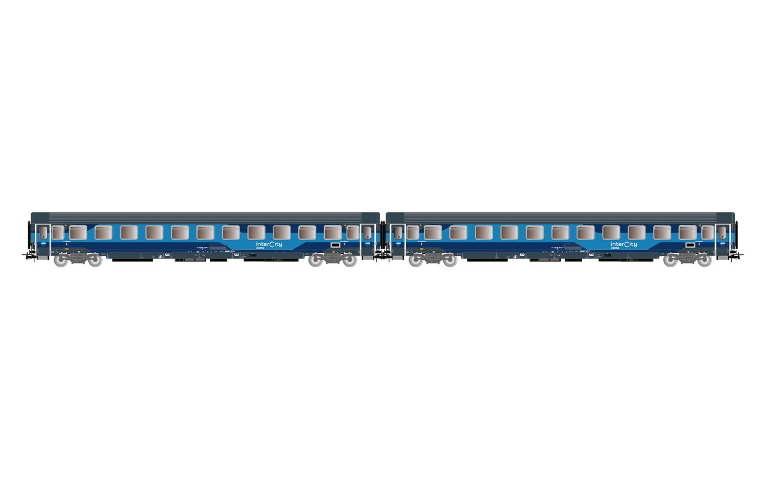 Rivarossi H0 (1:87) HR4408 - FS, 2-tlg. Set umgebauten Z1-Wagen, in neuer Intercity Notte-Farbgebung, Ep. VI | Modellbahn | Modelleisenbahn