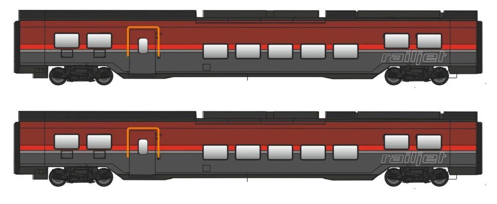 Jägerndorfer Collection N JC71221 - 2er Set Railjet Wagen DANI ÖBB, Ep.VI, Basic - Lemke | Modellbahn | Modelleisenbahn