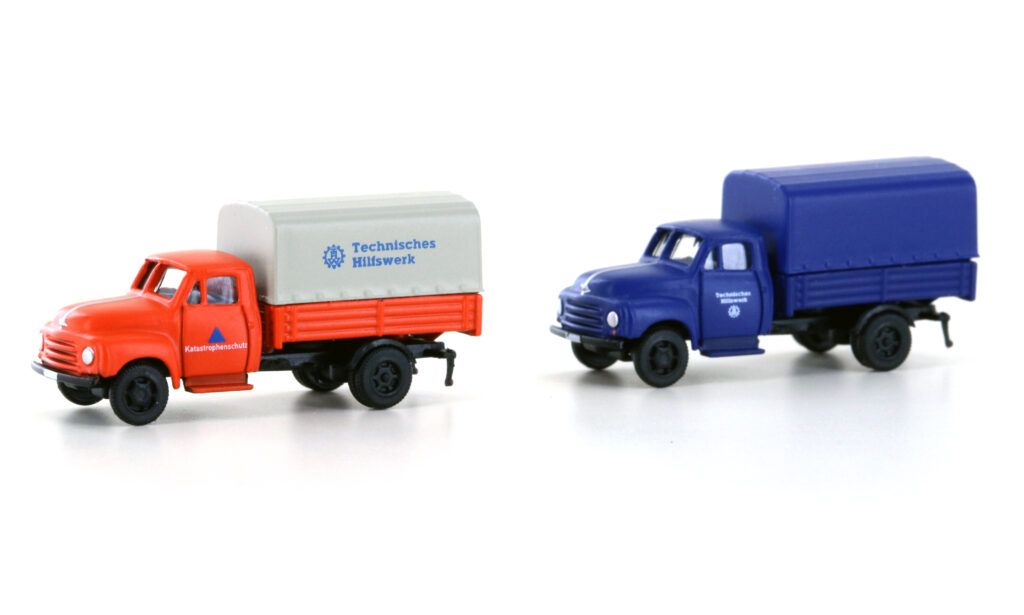 Minis N LC3235 - 2er Set Opel Blitz Pritsche/Plane THW+Katastrophenschutz | Modellbahn | Modelleisenbahn
