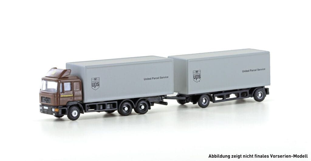Minis N LC4602 - MAN F90, 3-achs Koffer-Hängerzug UPS | Modellbahn | Modelleisenbahn