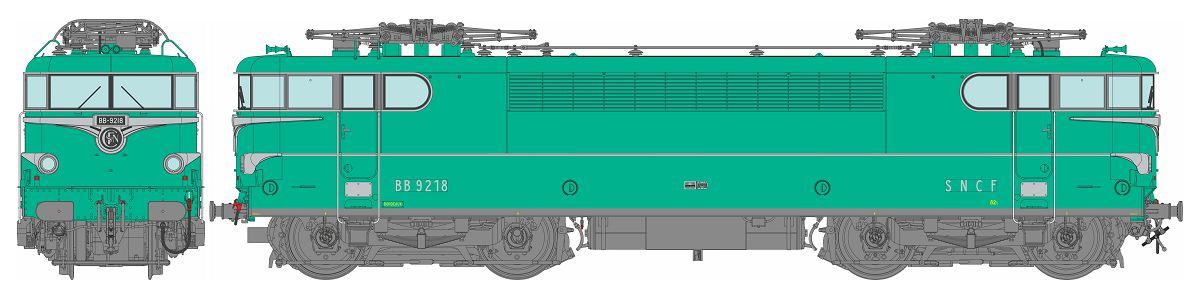 REE Modeles H0 (1:87) MB-203 - BB 9218 Green without skirt without red light BORDEAUX Era IV - ANALOG DC | Modellbahn | Modelleisenbahn