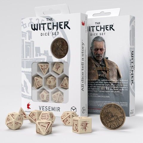 Q-Workshop QWSSWVE01 - The Witcher Dice Set. Vesemir - The Old Wolf | Tabletop