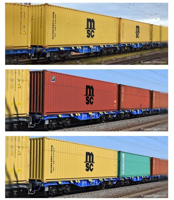 Sudexpress H0 (1:87) S854005 - 3 piece set, Sggrrs 80 Innofreight / Budamar HC containers Vagões / wagon | Modellbahn | Modelleisenbahn