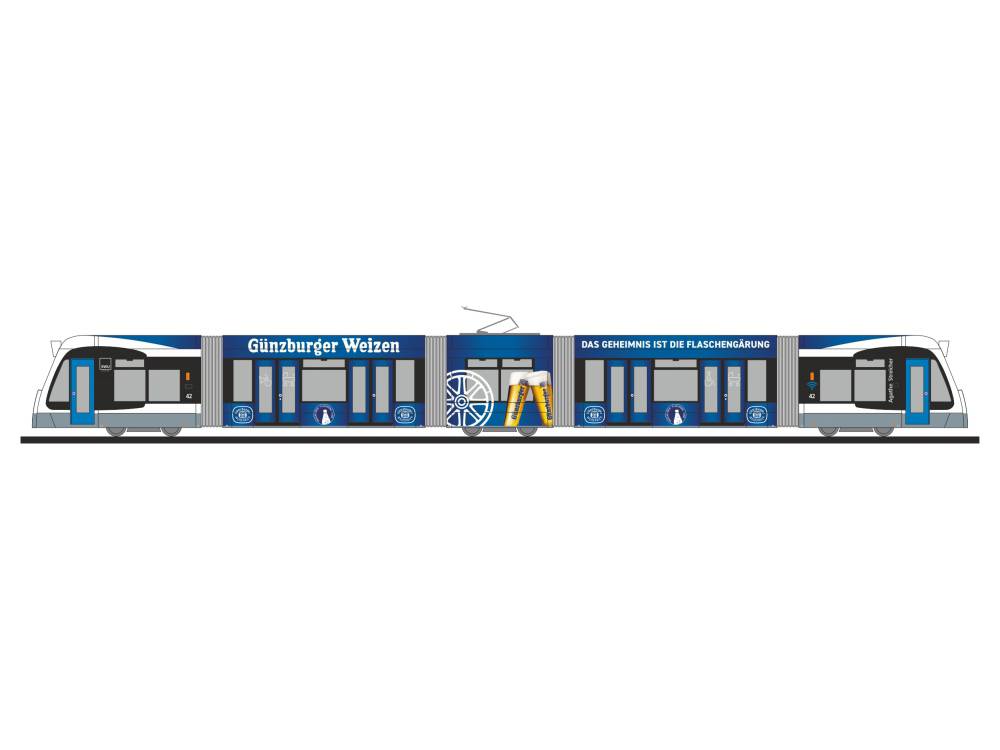 Rietze N STRA01203 - Siemens Combino 5tlg. SWU - Radbrauerei Günzburg, 1:160 | Modellbahn | Modelleisenbahn