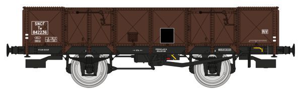 REE Modeles H0 (1:87) WB-821 - PLM Gondola 4 doors, steel, brown 540, N° Tw 842236 SNCF Era III B | Modellbahn | Modelleisenbahn
