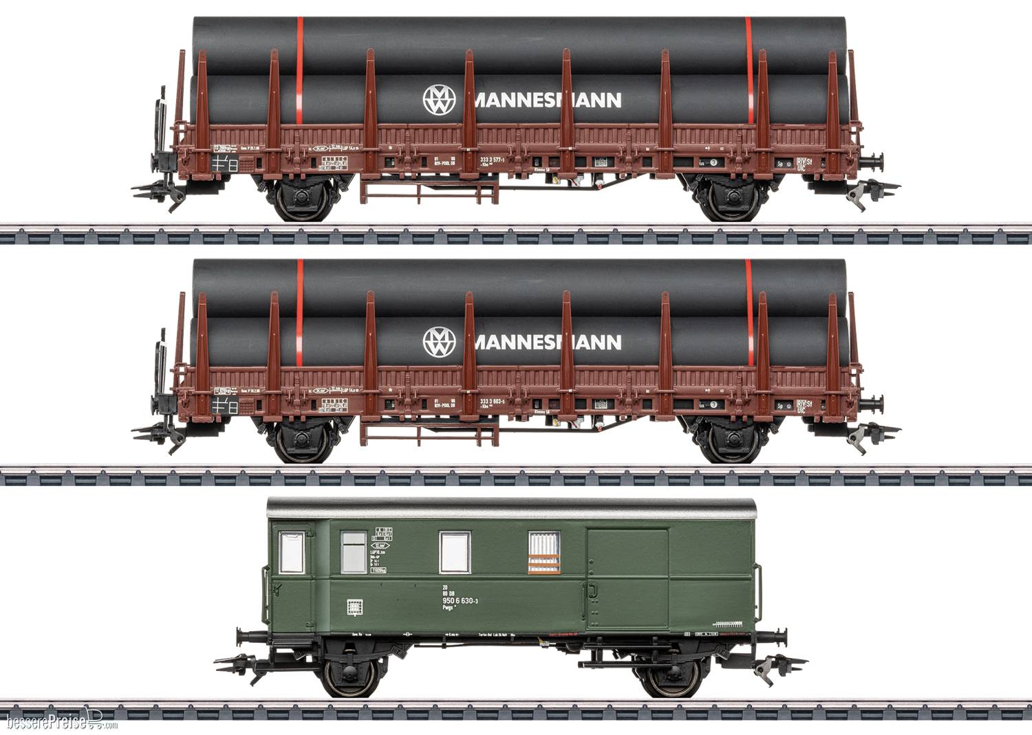 Rungenwagen-Set 2 mit Stahlröhren-Beladung