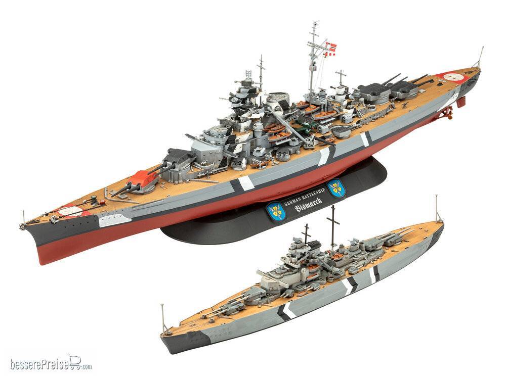 Revell 05637 - Geschenkset The Legendary Bismarck (1:700&1:1200) Revell Modellbausatz mit Basiszubehör | Modellbau