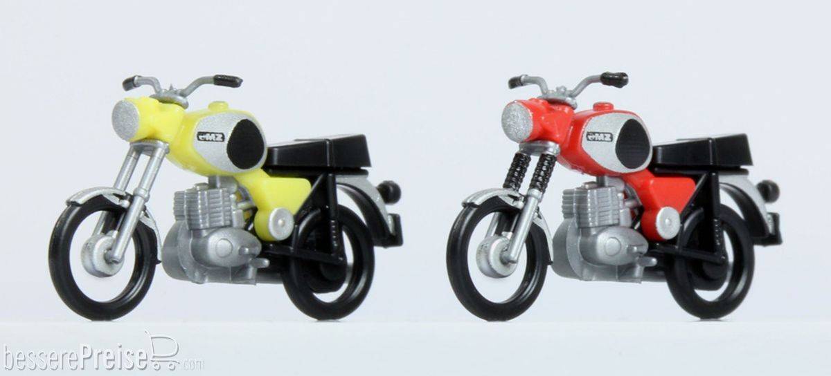 Komplettmodelle 2x MZ TS 250, rot und gelb