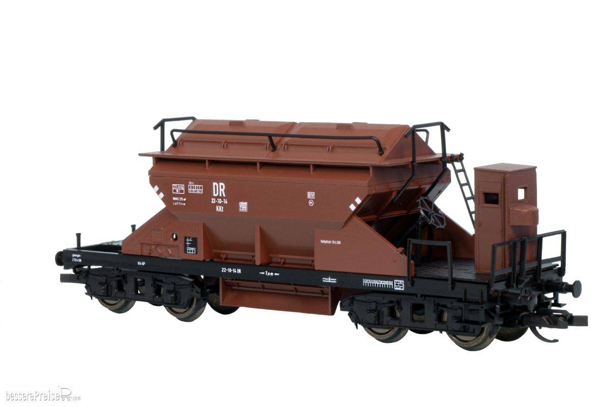 Sattelbodenselbstentladewagen mit Bremserhaus KKt DR Ep III, TT, neue Betriebsnummer