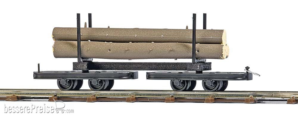 Busch H0f 12222 - Drehgestell-Rungenwagen mit Baumstämmen | Modellbahn | Modelleisenbahn