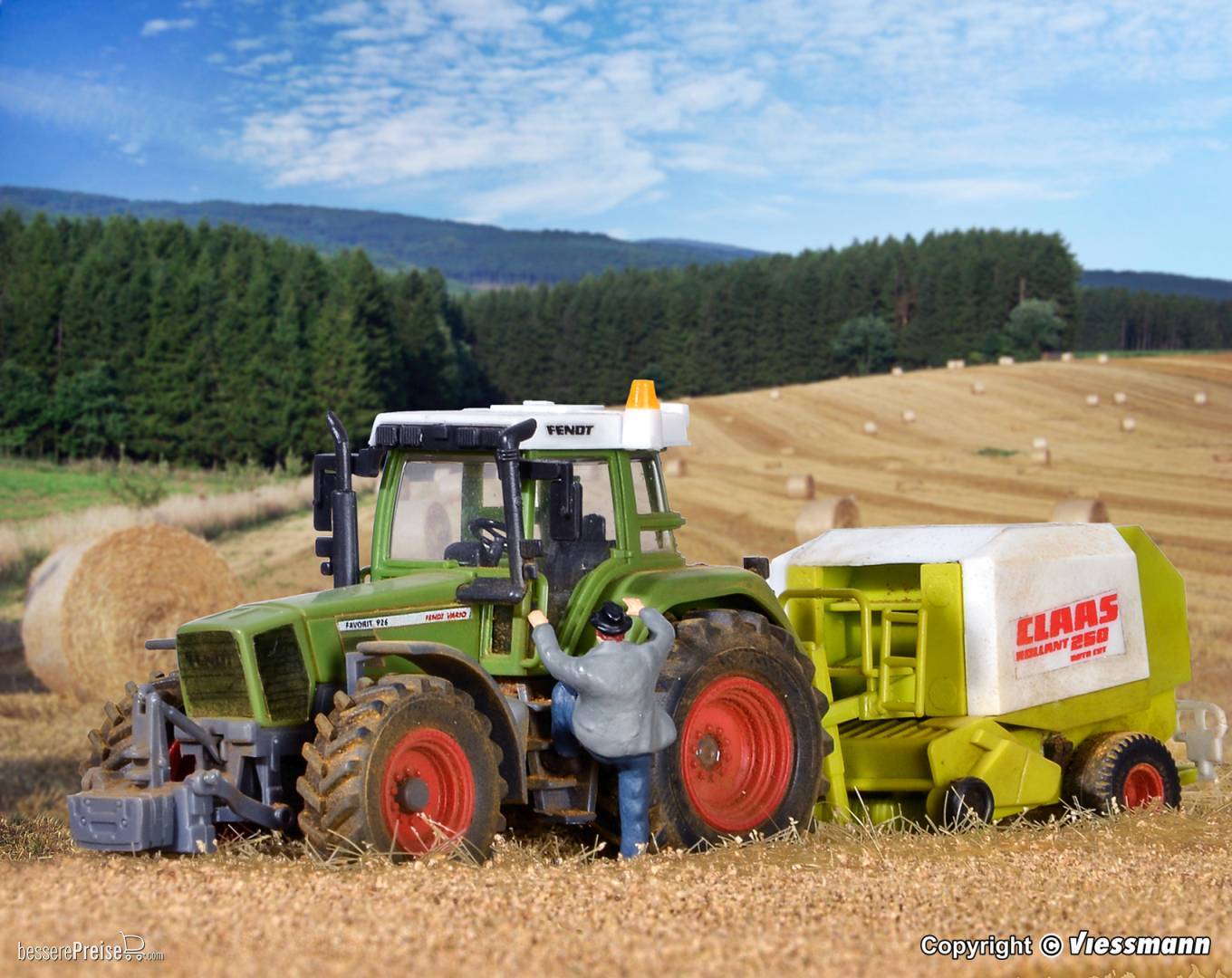 Kibri H0 (1:87) 12233 - Spur H0 FENDT Traktor mit Anbaugeräten | Modellbahn | Modelleisenbahn
