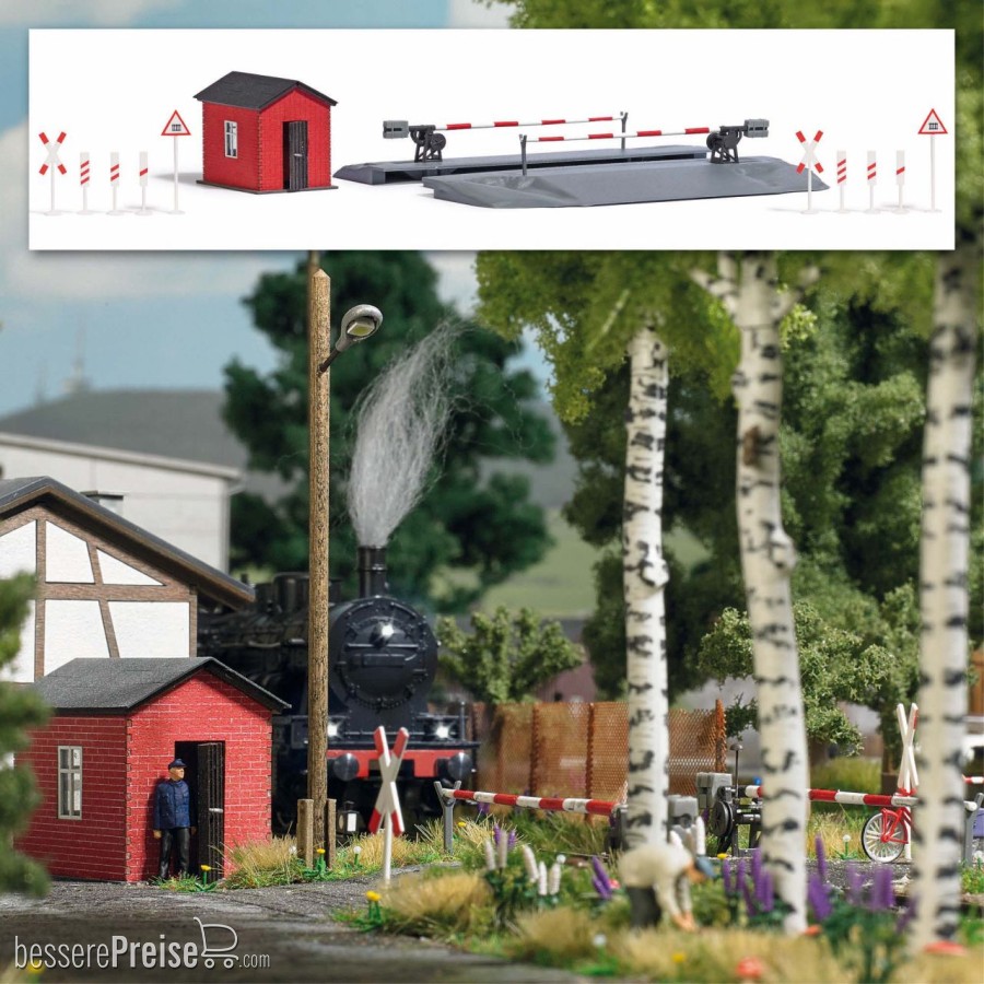 Busch H0 (1:87) 1396 - Schrankenposten mit Bahnschranke | Modellbahn | Modelleisenbahn