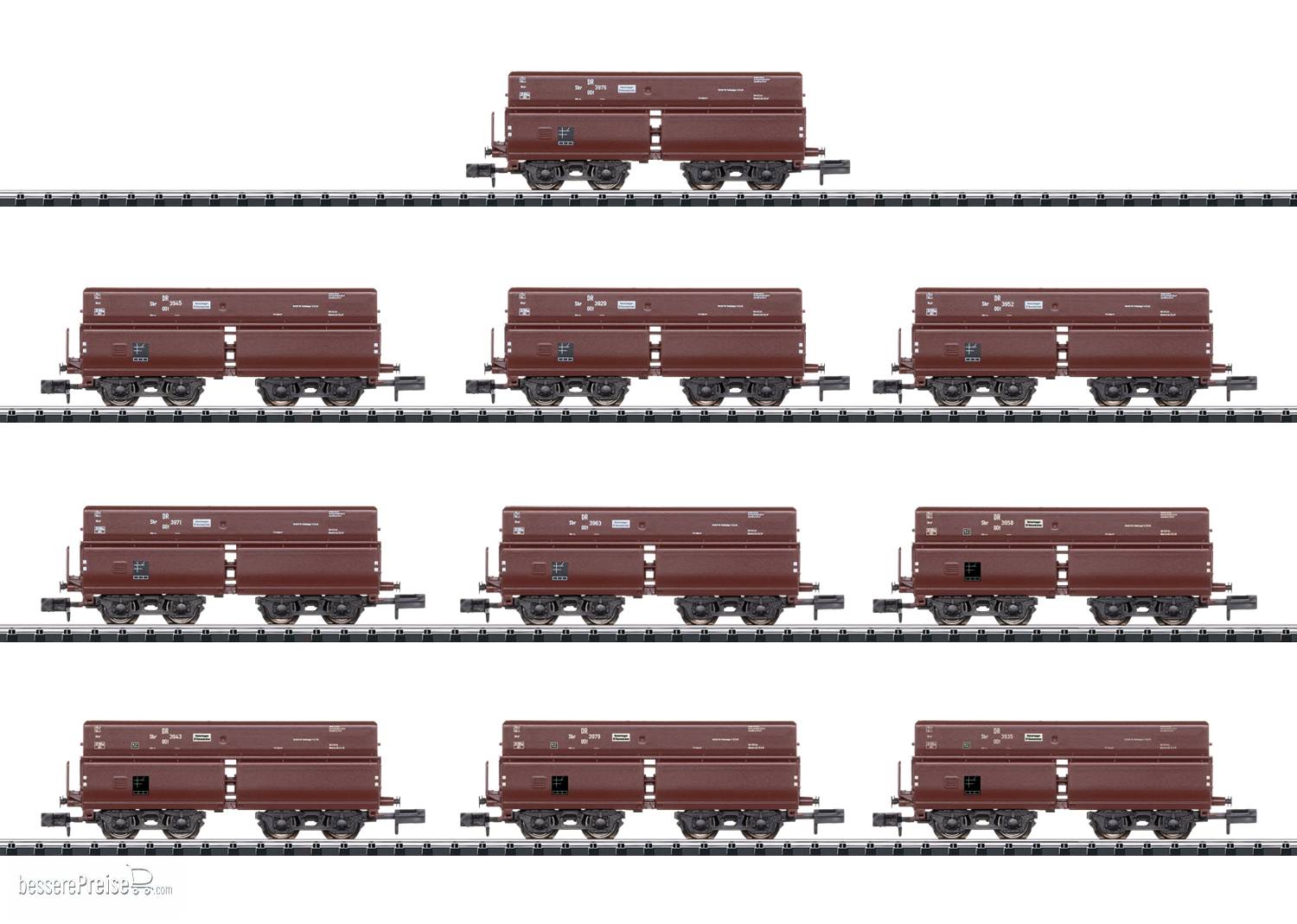 Display mit 10 Selbstentladewagen Erz IId