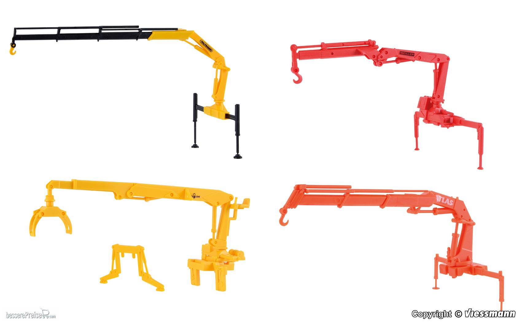 Kibri 15705 – Set De 4 Grues Mobiles H0 Pour Camions – Maquette Ferroviaire à Assembler