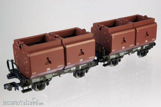 N - 2er Set Kokskübelwagen Fb-zz 131, bel. m. je 2 Kübeln, DB, Ep. 4, 1.+2. Betr.nr.