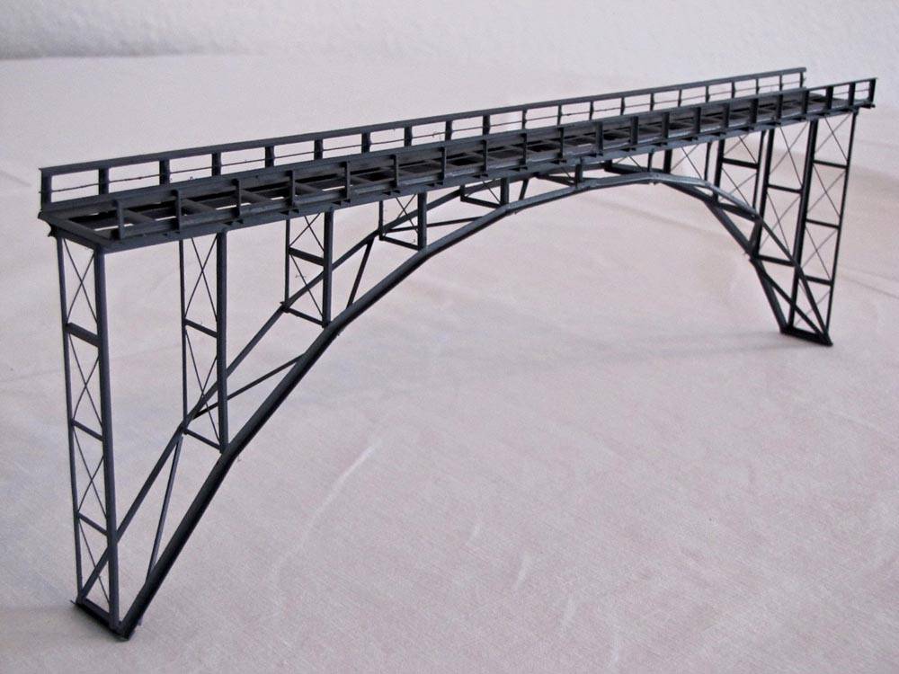 Hack Brücken N 23200 - Hochbogenbrücke 32cm eingleisig, grau - Typ HN32 | Modellbahn | Modelleisenbahn