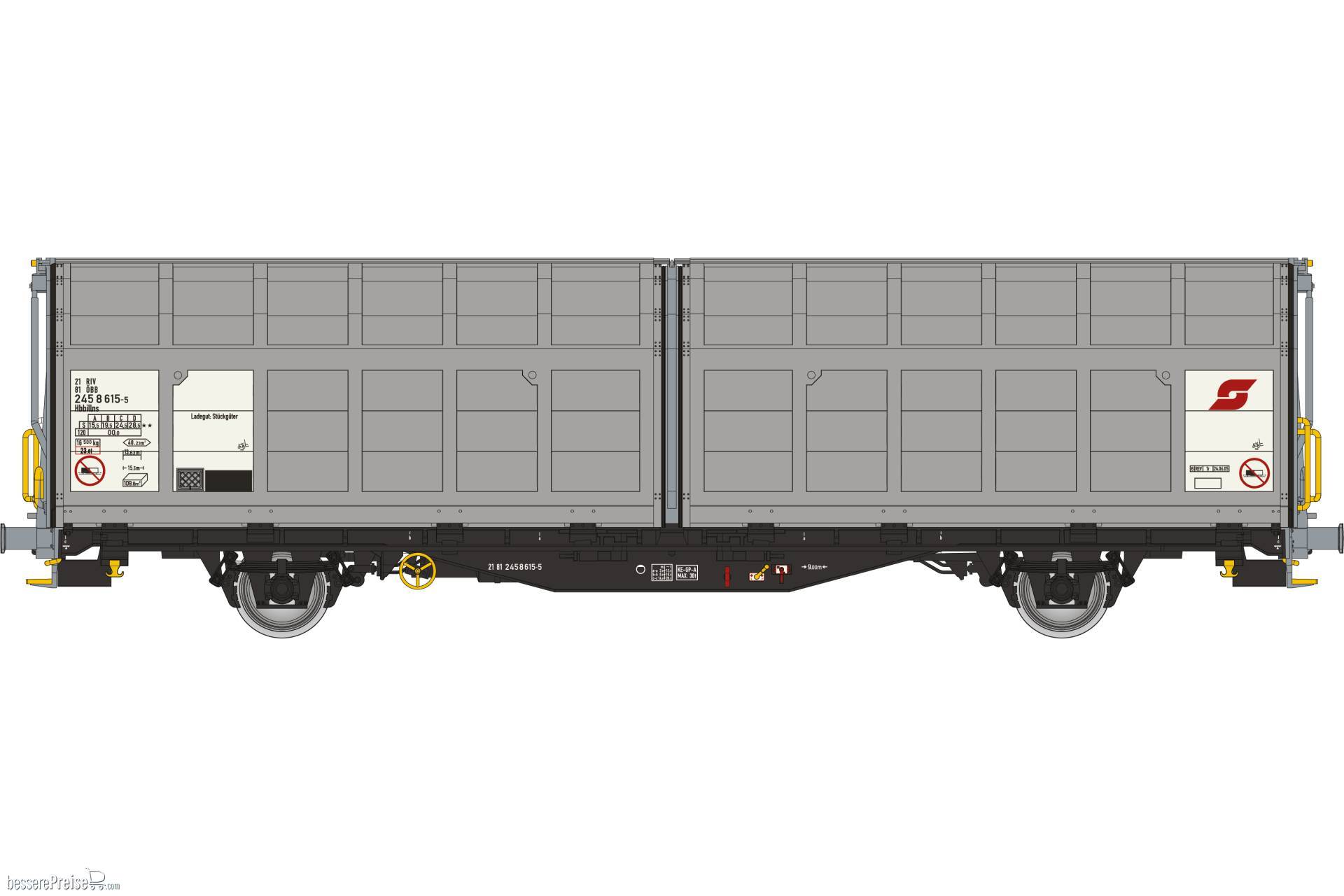 Schiebewandwagen Hbbillns - ÖBB - Ep.V - in silberner Farbgebung