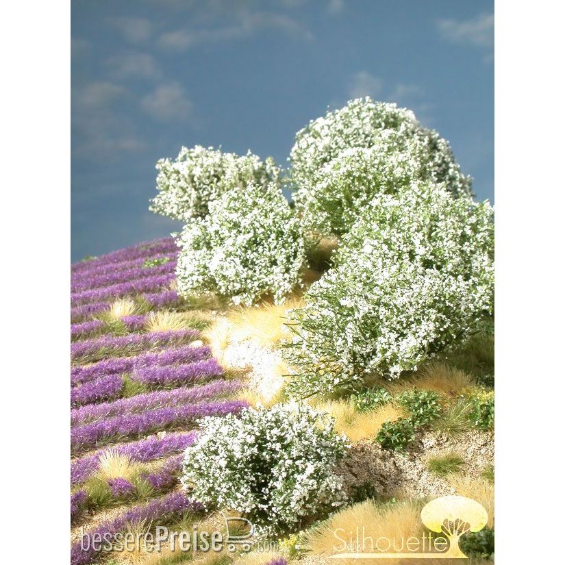 Silhouette 253-01 - Rhododendron weiß N/TT/H0 ca. 4 cm 7 Stück | Modellbahn | Modelleisenbahn
