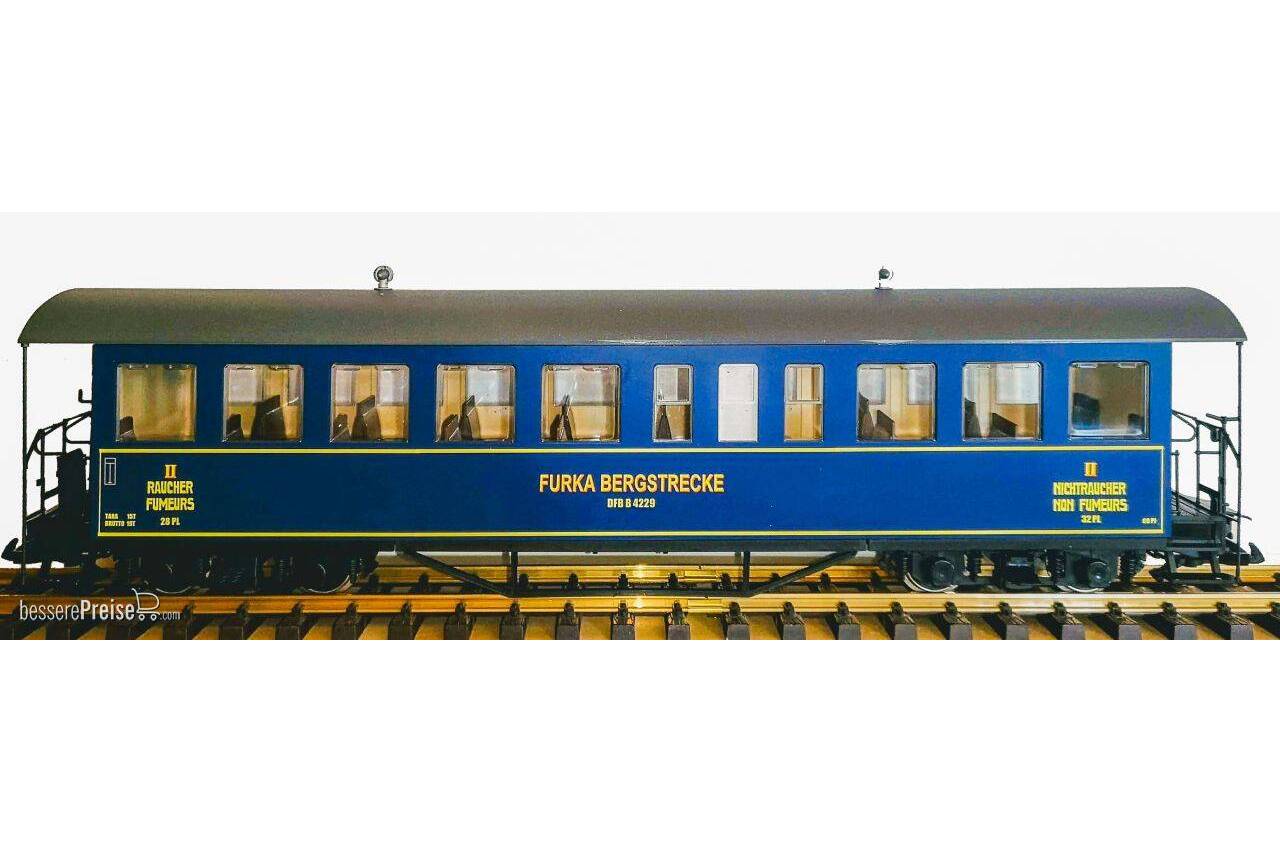 Personenwagen B 4229 der Furka Bergstrecke , blau