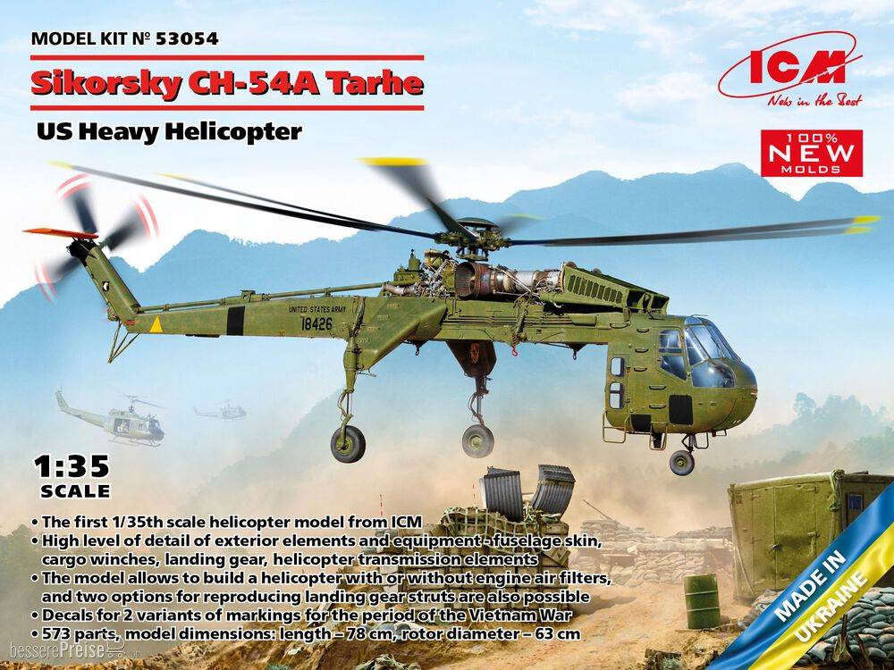 ICM 53054 - 1:35 Sikorsky CH-54A Tarhe, US Heavy Helicopter (100% new molds) | Modellbau