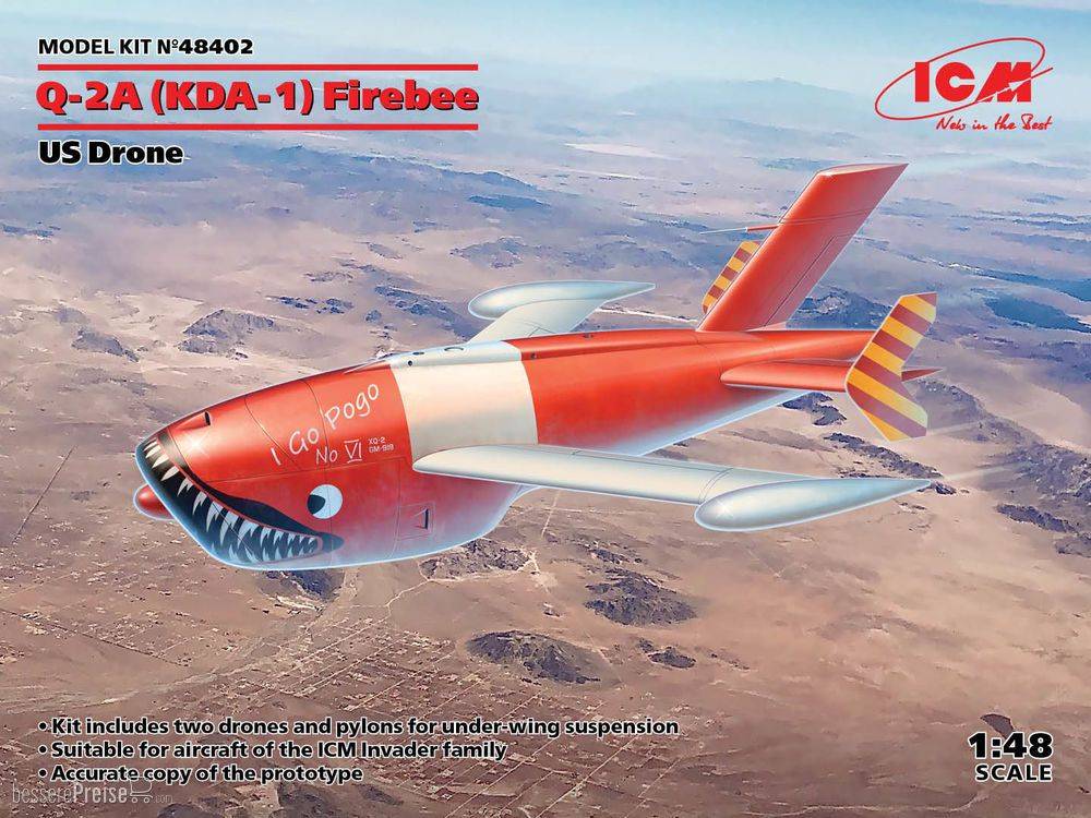 ICM 48402 - 1:48 Q-2A (KDA-1) Firebee, US Drone (2 airplanes and pilons) | Modellbau