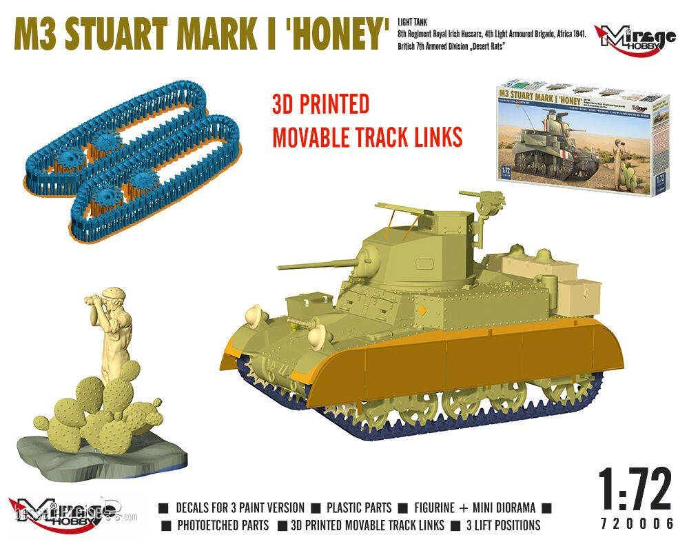 Mirage Hobby 720006 1 72 M3 STUART Mk I HONEY Light Tank Mirage Hobby 720006 1 72 M3 STUART Mk I HONEY Light Tank