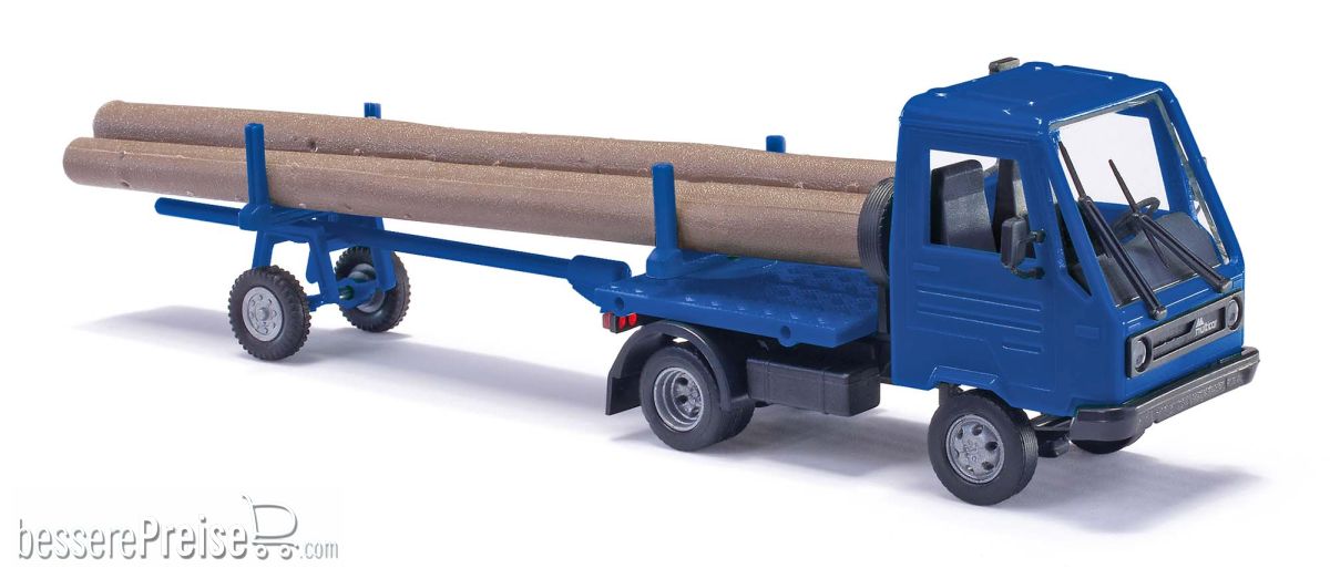 Busch H0 (1:87) 42233 - Multicar M26 mit Nachläufer, Blau | Modellbahn | Modelleisenbahn