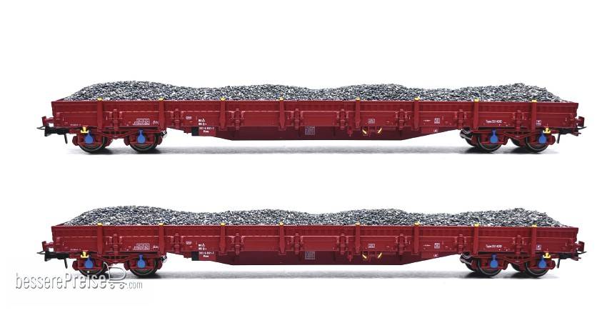 2-teiliges Set der SNBC Rungenwagen mit Schotter beladen - Ep.VI - (Set A)