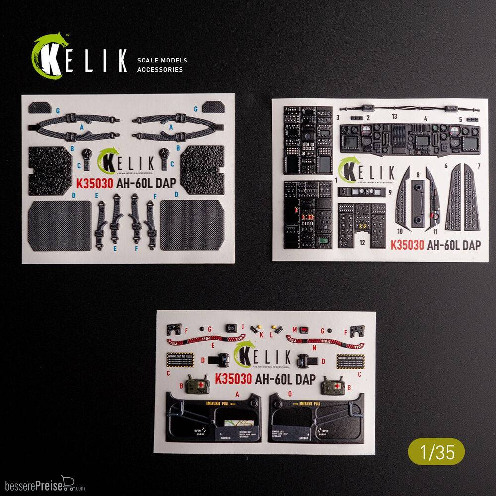 Kelik K35030 - AH-60L DAP interior 3D decals for Academy kit | Modellbau