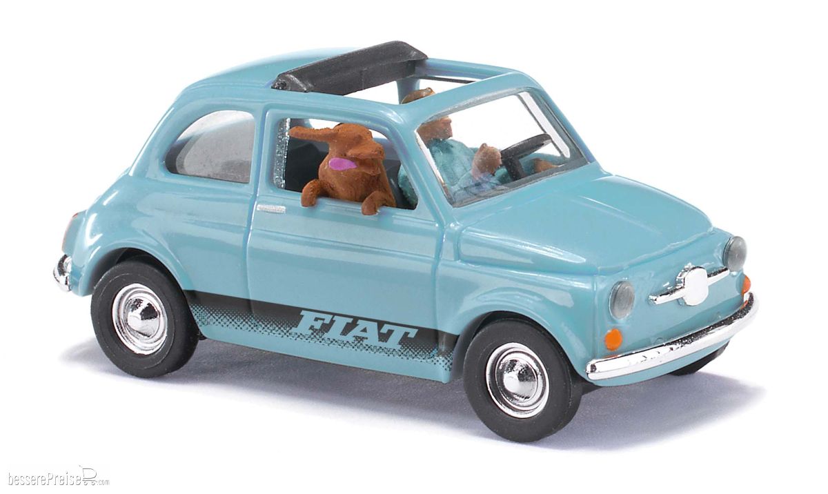 Busch H0 (1:87) 48735 - Fiat 500 mit Fahrer und Hund | Modellbahn | Modelleisenbahn