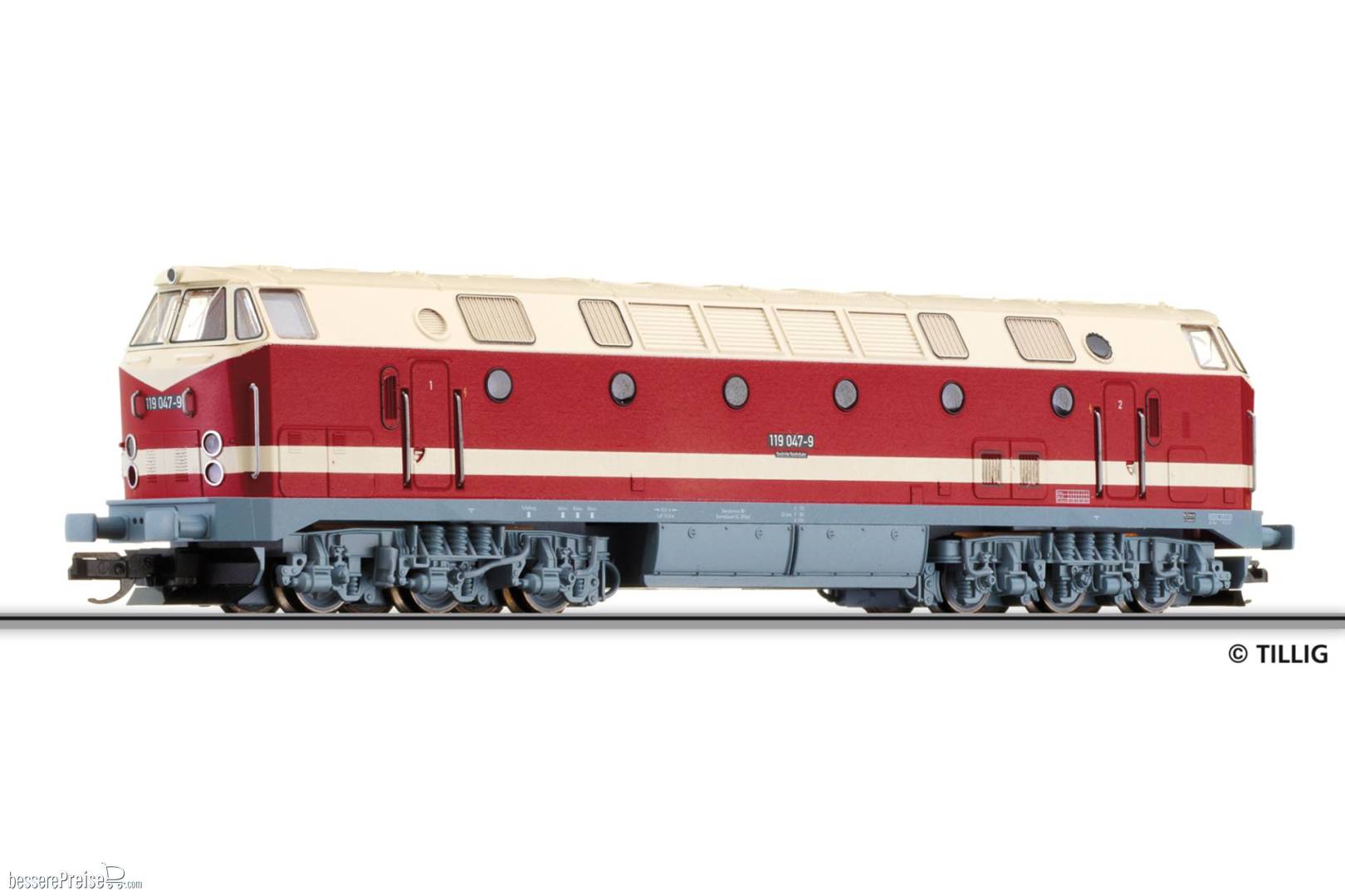 Diesellokomotive 119 047-9 (Kramermütze) der DR, Ep. IV (ex. 02783)