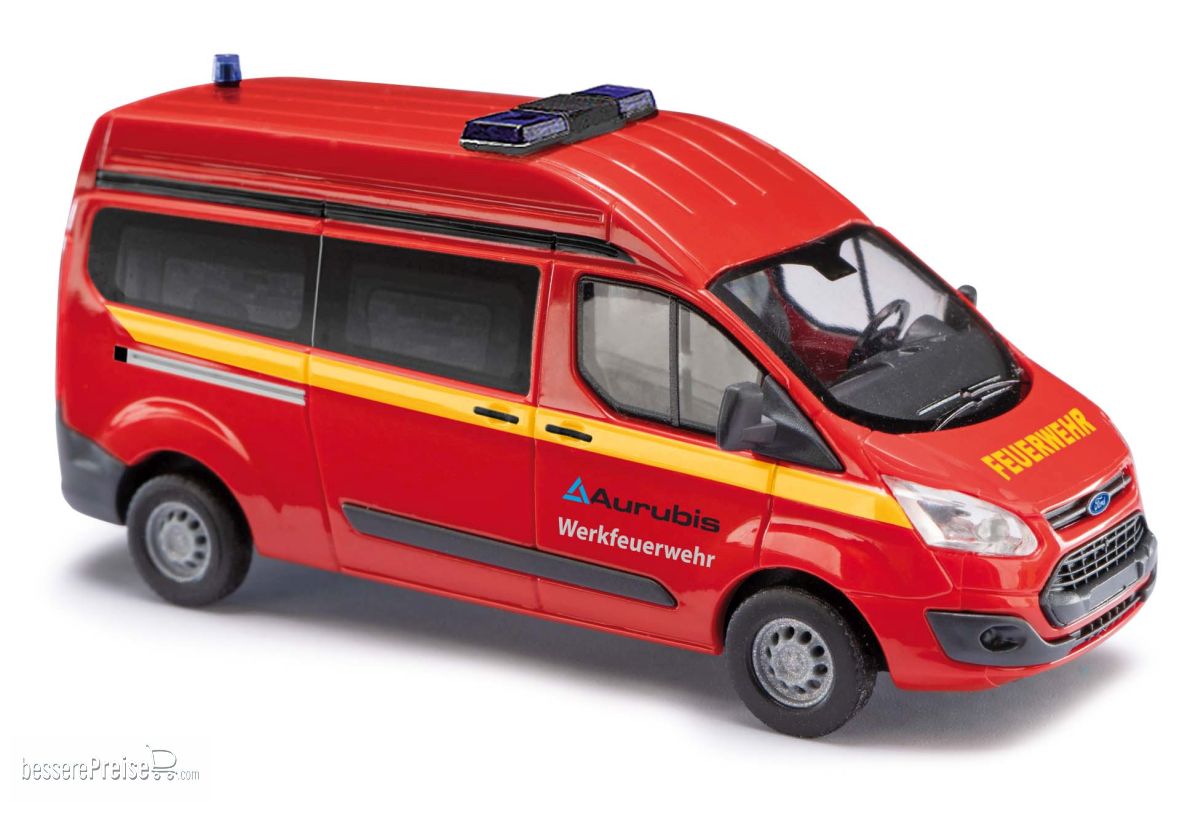 Busch H0 (1:87) 52517 - Ford Transit Custom, Werkfeuerwehr Aurubis, Sammelserie Nr. 7 | Modellbahn | Modelleisenbahn