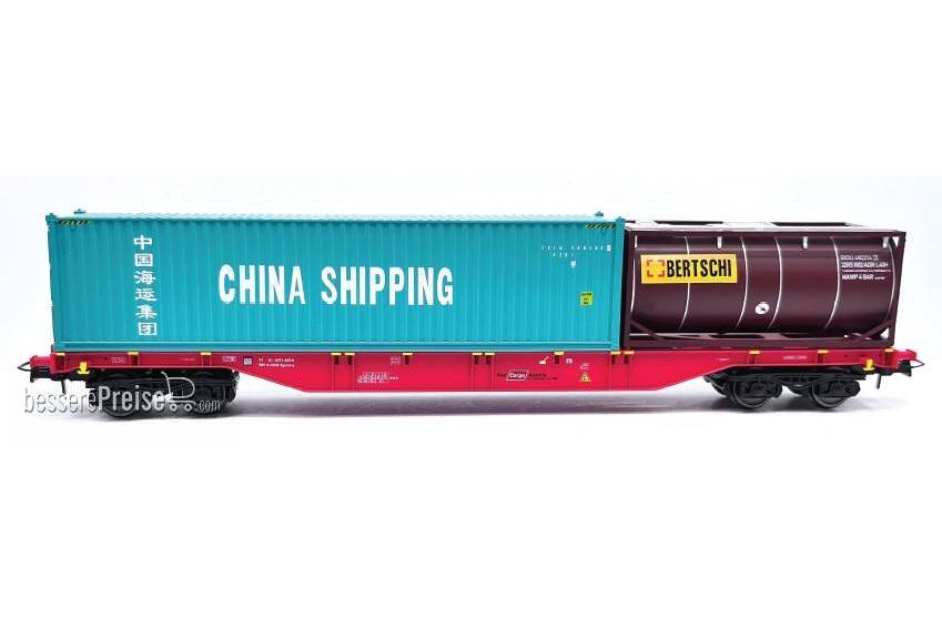 Containerwagen der ÖBB "China Shipping" und Tankcontainer "Bertschi" - Ep.VI